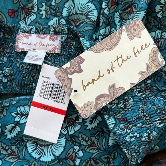 Band of of the Free Elise Floral Wide Leg Pants in Blue Teal - Picture 6 of 8